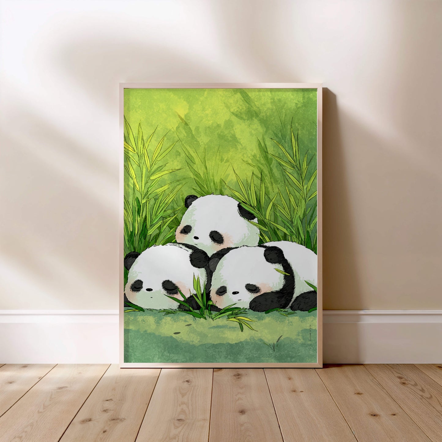 Trois petits pandas, affiche encadrée