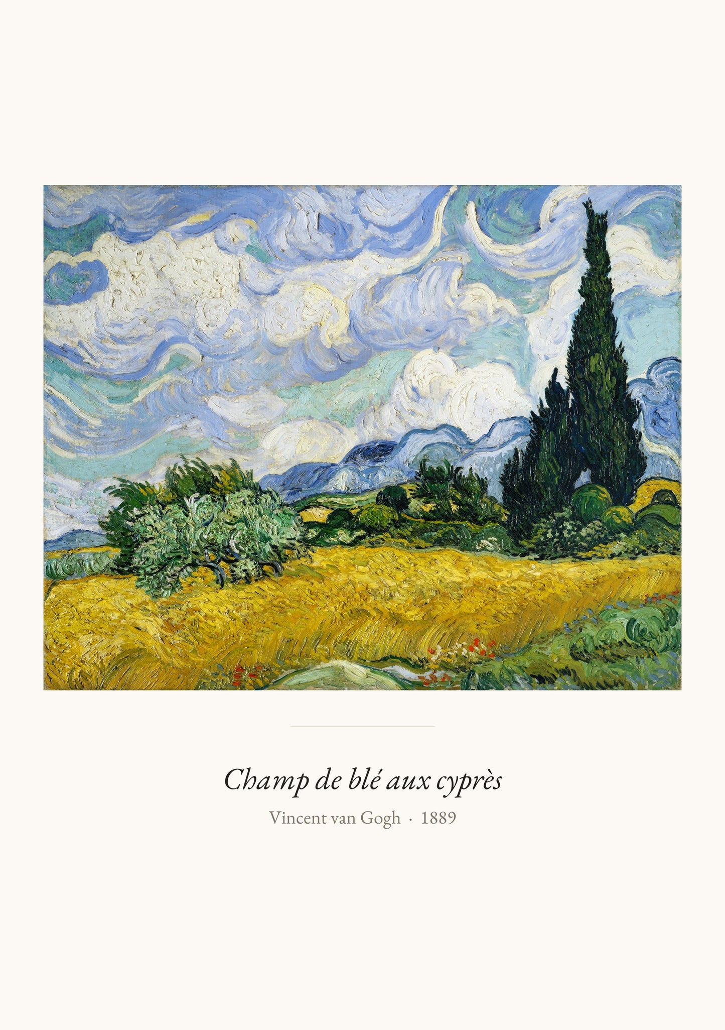 Champ de blé aux cyprès, Van Gogh | Affiche Art Premium