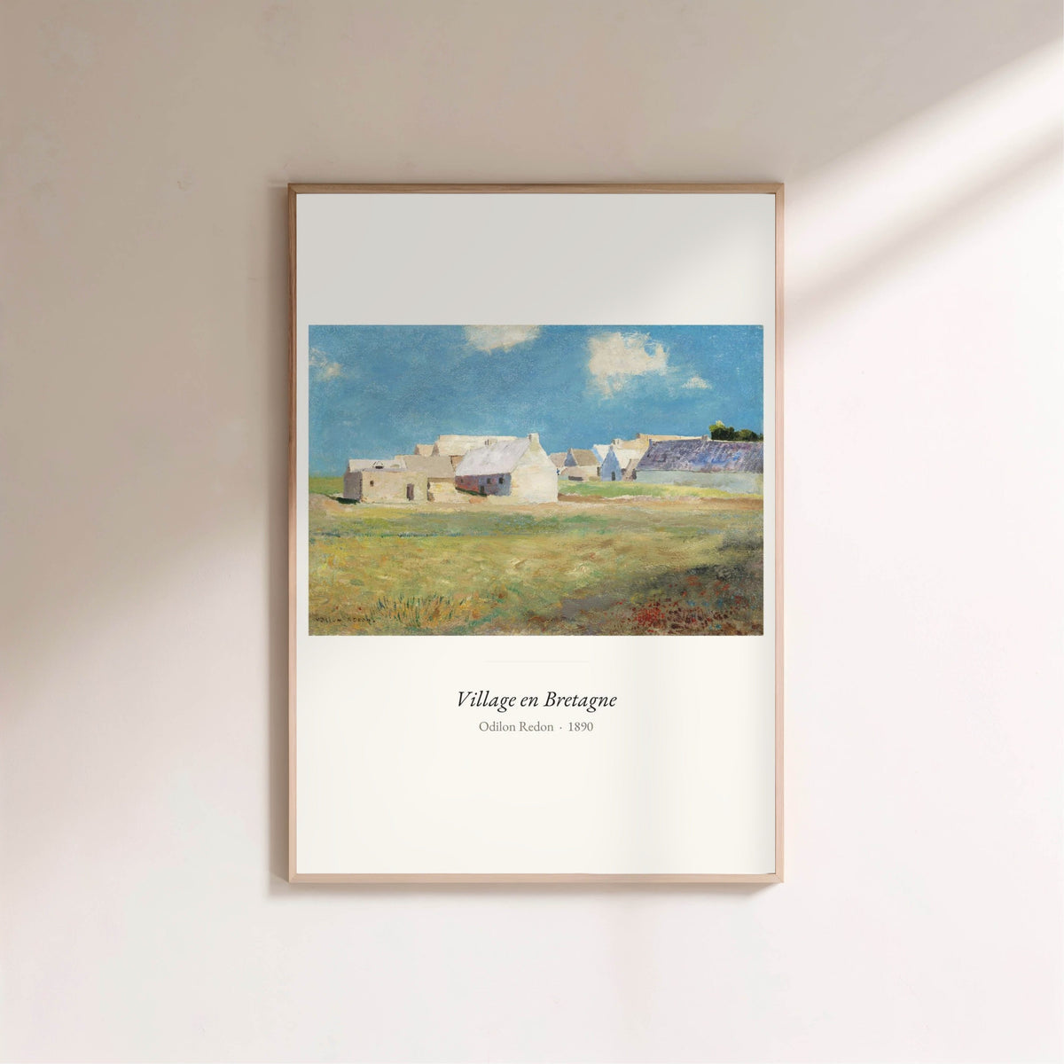 Village en Bretagne, Odilon Redon | Affiche Art Premium, affiche encadrée sur un mur clair