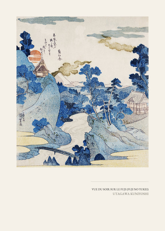 Vue du Soir sur le Fuji (Fuji no Yūkei) - Utagawa Kuniyoshi