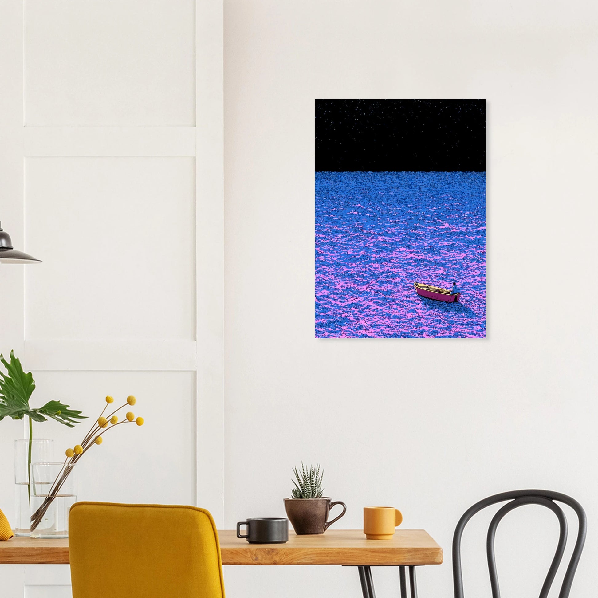 Affiche style BD, au trait, rose et bleue