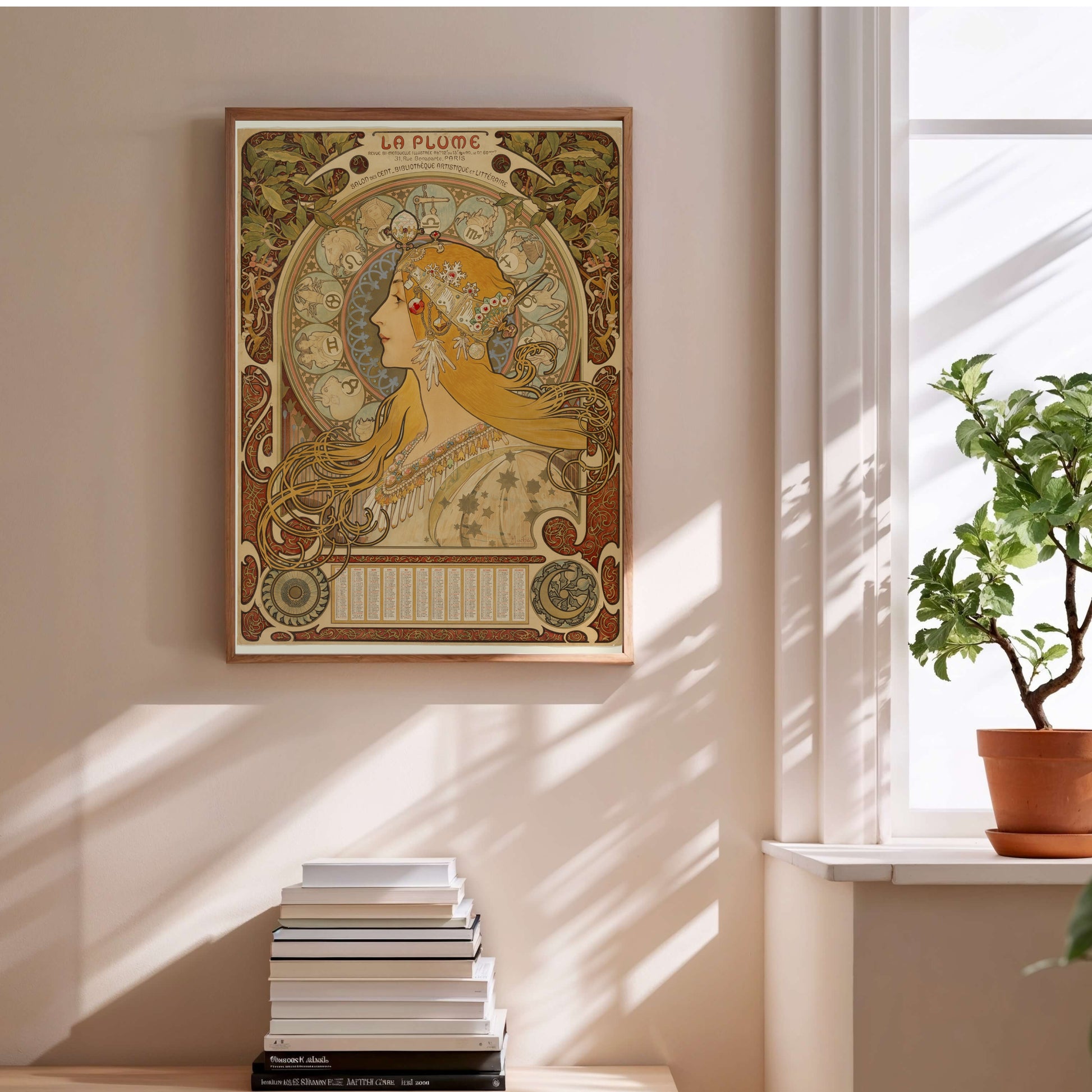 Zodiaque La Plume - Alphonse Mucha - Affiche Art Nouveau 1896 en situation