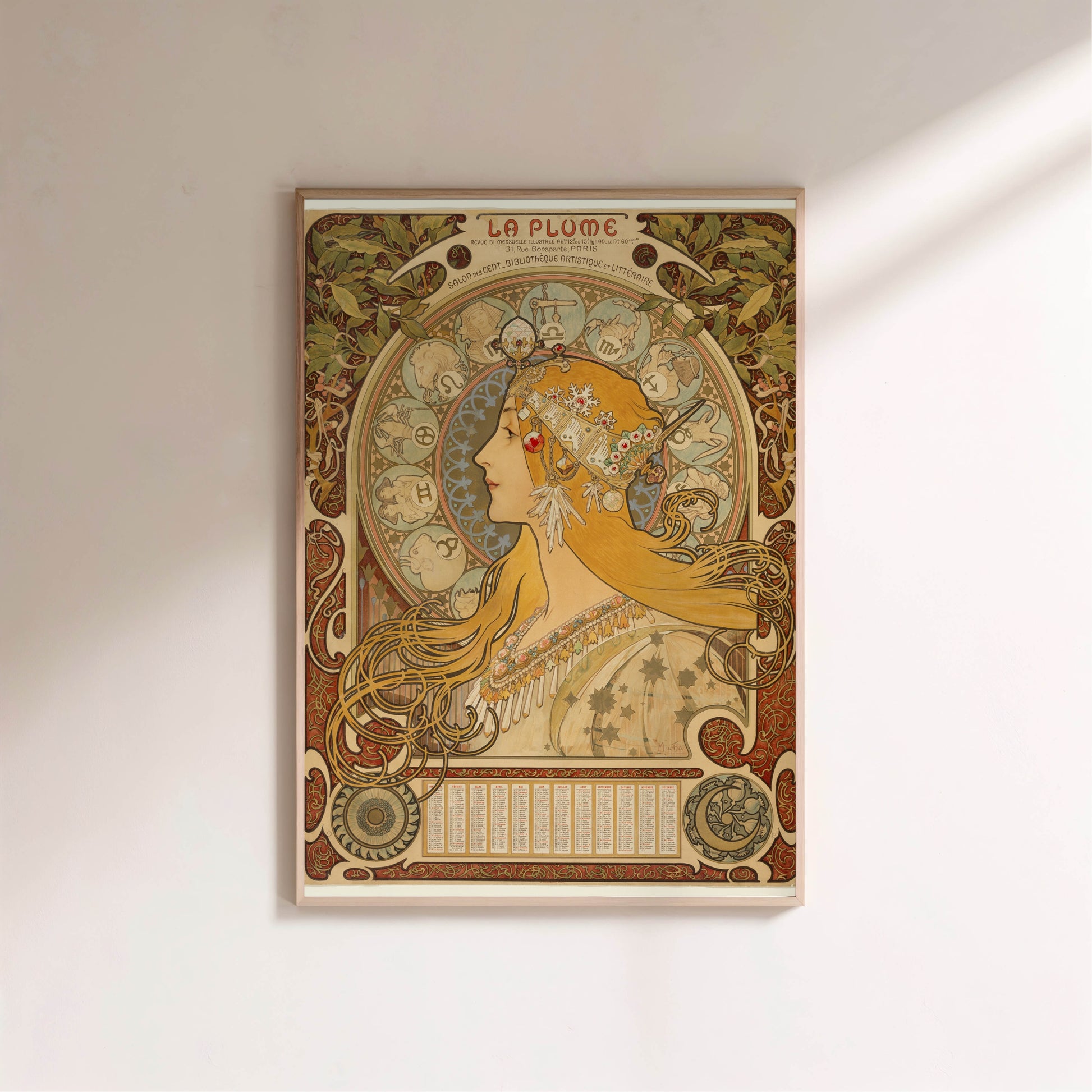 Zodiaque La Plume - Alphonse Mucha - Affiche Art Nouveau 1896 en situation