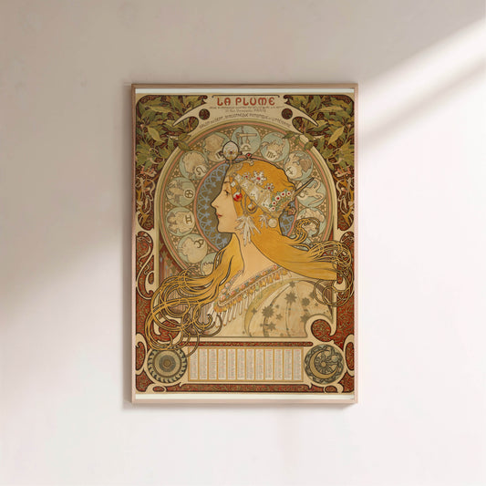 Zodiaque La Plume - Alphonse Mucha - Affiche Art Nouveau 1896 en situation